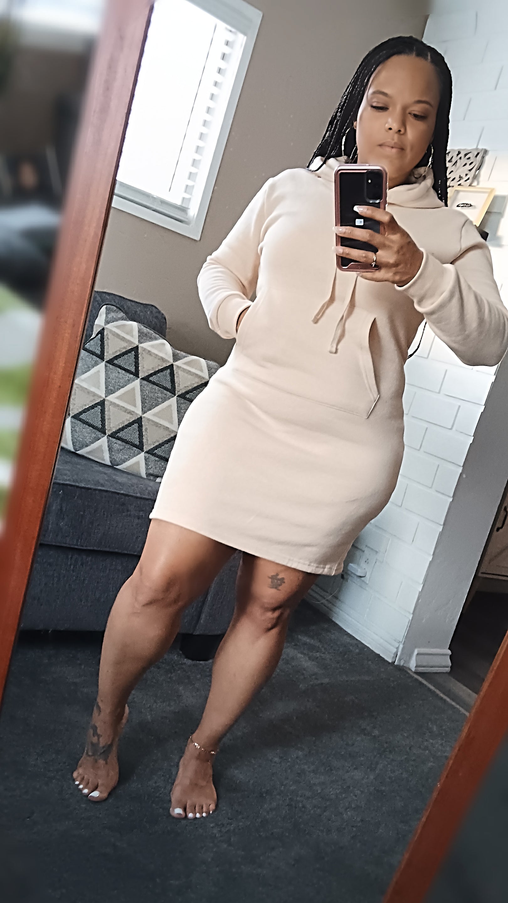 Kana fleece hoodie dress Tanga cream