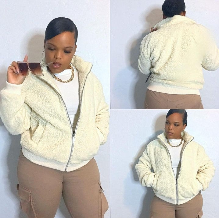 Sheepish- Sherpa faux fur bomber jacket