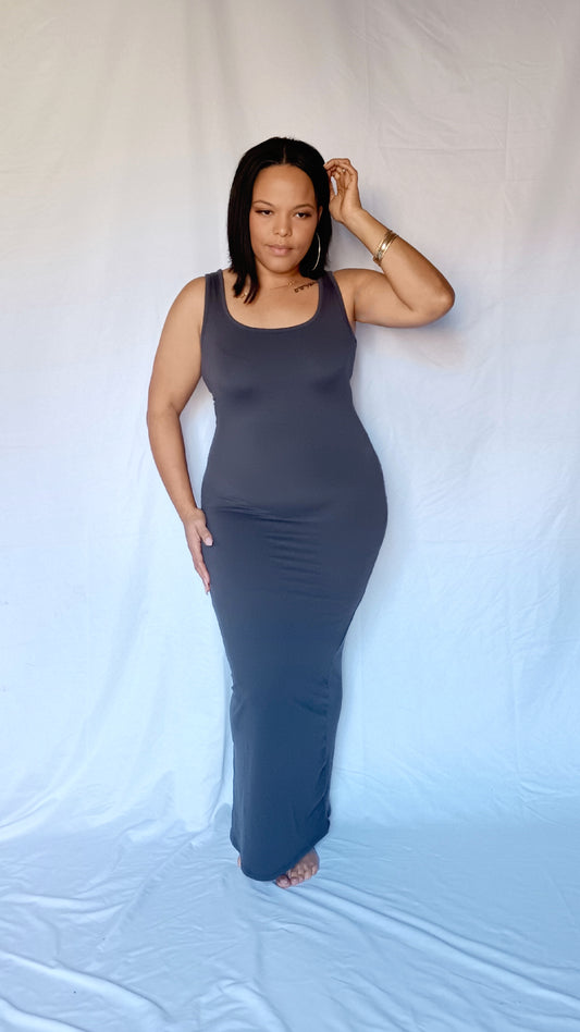 Raquel - smoke gray maxi dress