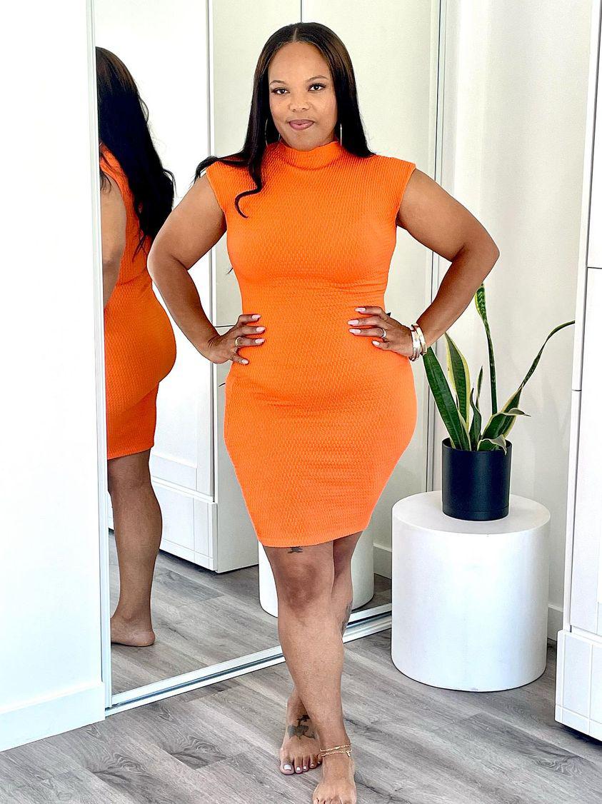 maya - tangerine textured mini dress