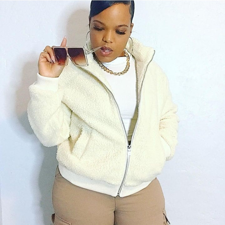Sheepish- Sherpa faux fur bomber jacket