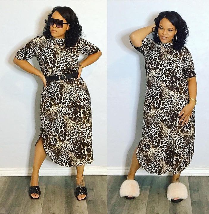 savanna - leopard lounge dress