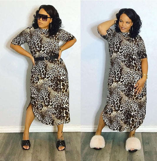savanna - leopard lounge dress