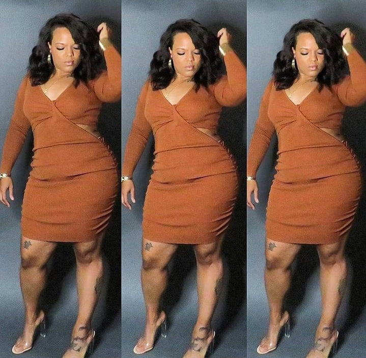 Copper - cut out, knit dress