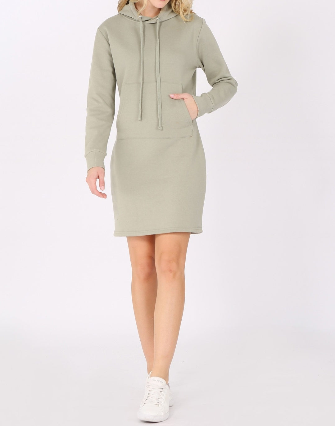 Kana- fleece hoodie dress - sage